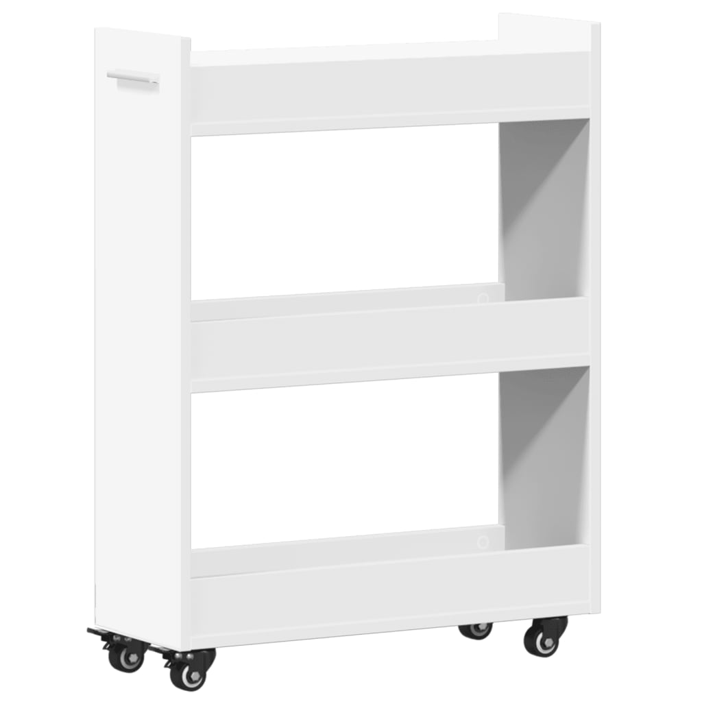 Kast met wieltjes 60x22x79 bewerkt hout wit is nu te koop bij PeponiXL, paradijselijk wonen!