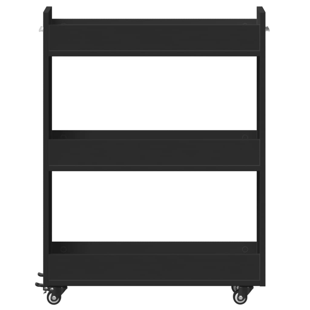 Kast met wieltjes 60x22x79 bewerkt hout zwart is nu te koop bij PeponiXL, paradijselijk wonen!
