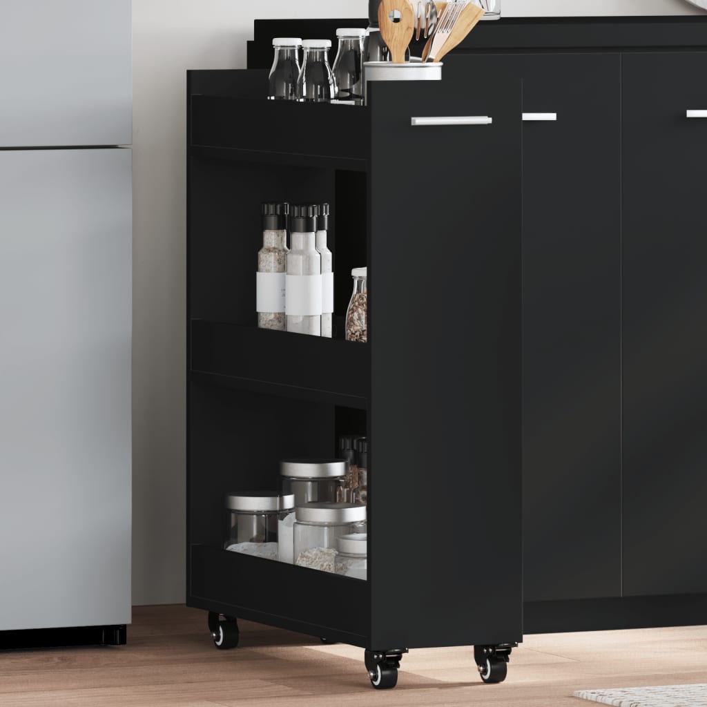 Kast met wieltjes 60x22x79 bewerkt hout zwart is nu te koop bij PeponiXL, paradijselijk wonen!