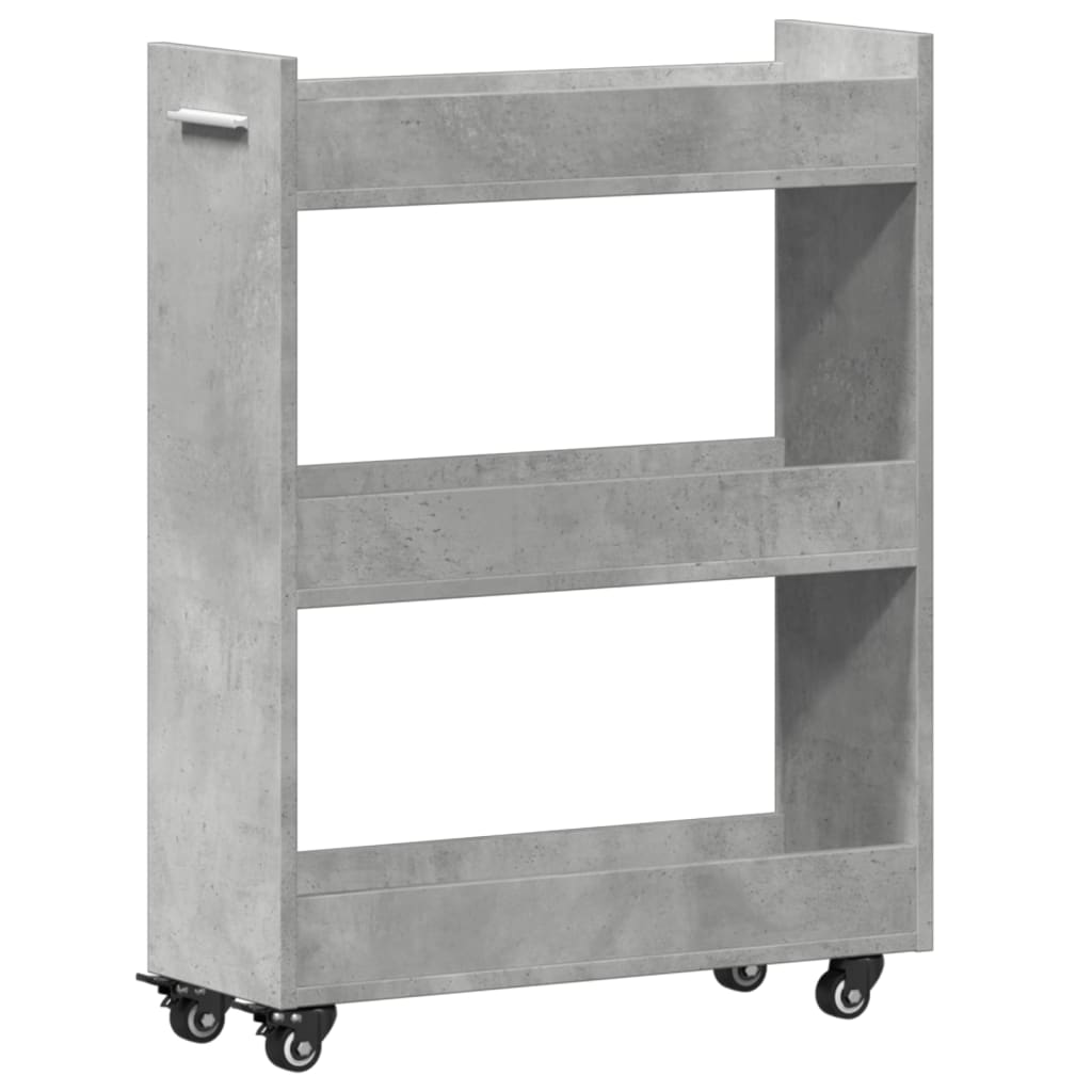 Kast met wieltjes 60x22x79 bewerkt hout betongrijs is nu te koop bij PeponiXL, paradijselijk wonen!