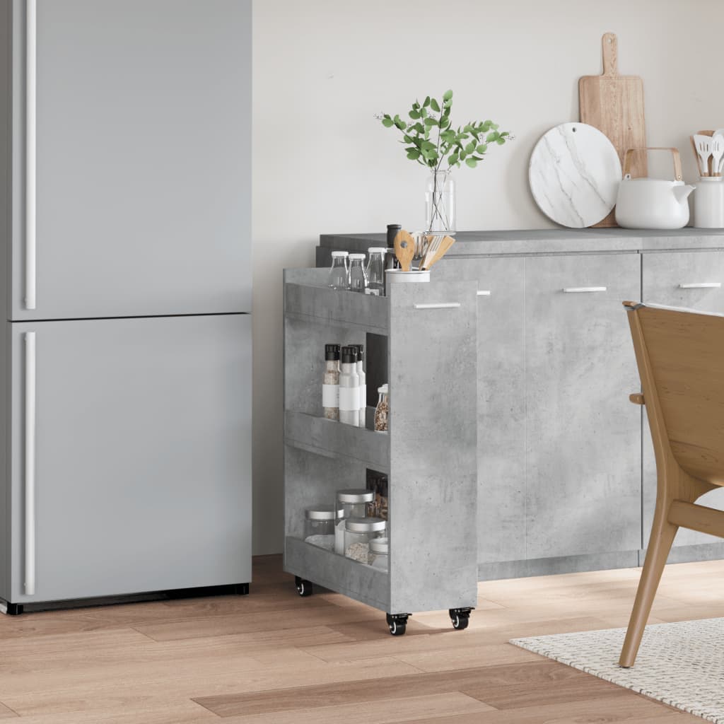 Kast met wieltjes 60x22x79 bewerkt hout betongrijs is nu te koop bij PeponiXL, paradijselijk wonen!