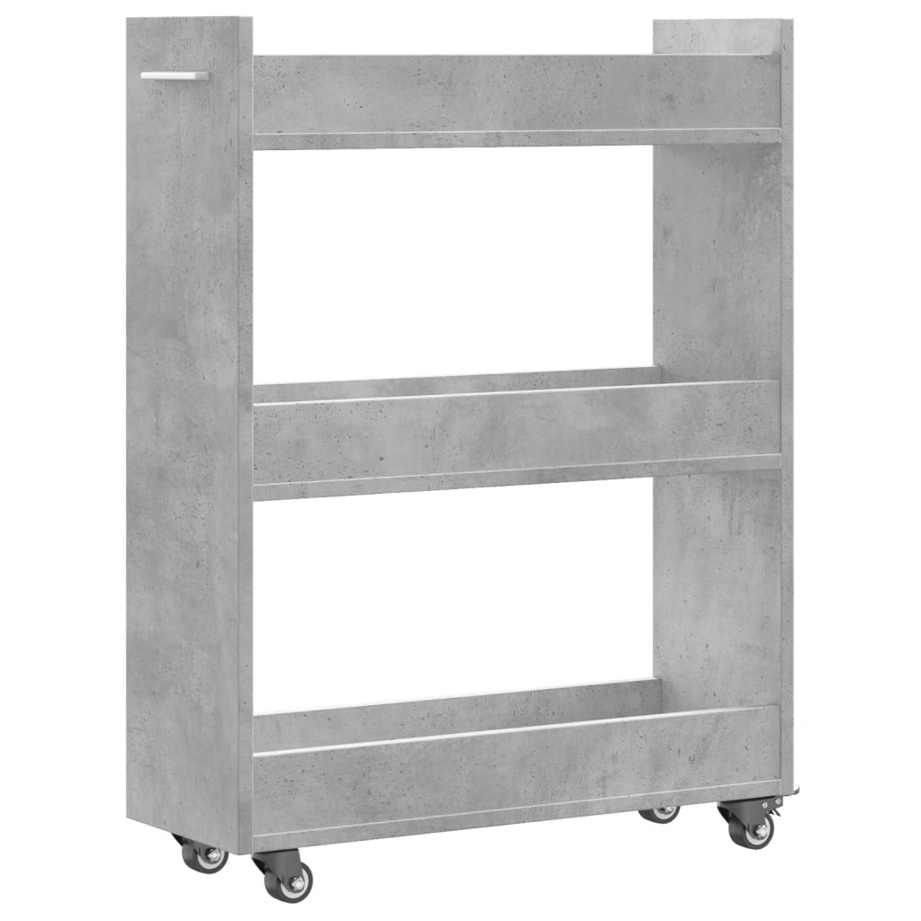 Kast met wieltjes 60x22x79 bewerkt hout betongrijs is nu te koop bij PeponiXL, paradijselijk wonen!