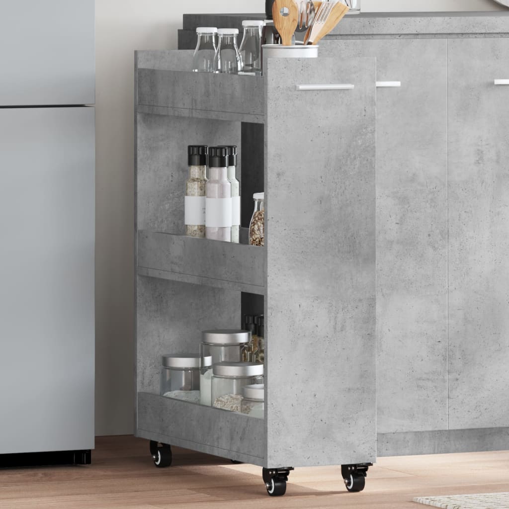 Kast met wieltjes 60x22x79 bewerkt hout betongrijs is nu te koop bij PeponiXL, paradijselijk wonen!