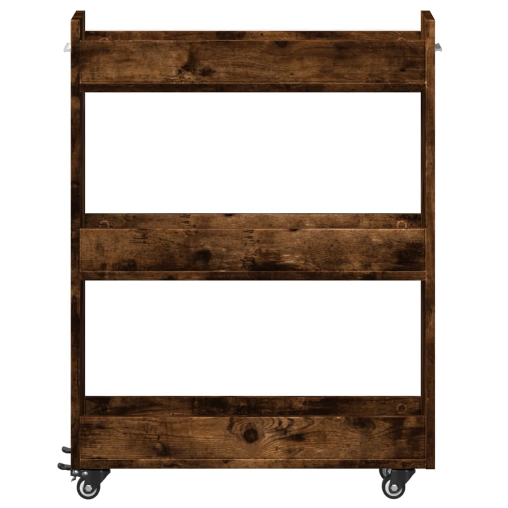 Kast met wieltjes 60x22x79 bewerkt hout gerookt eikenkleurig is nu te koop bij PeponiXL, paradijselijk wonen!