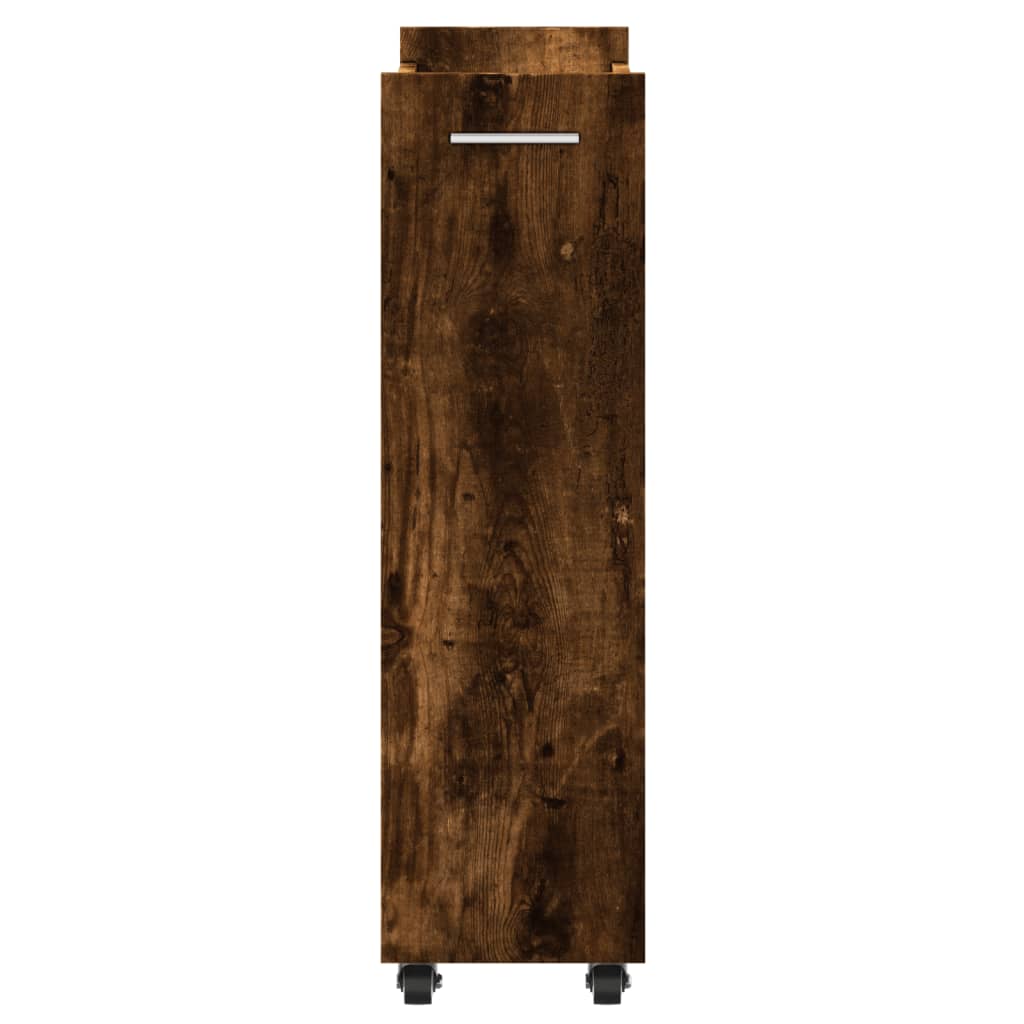 Kast met wieltjes 60x22x79 bewerkt hout gerookt eikenkleurig is nu te koop bij PeponiXL, paradijselijk wonen!