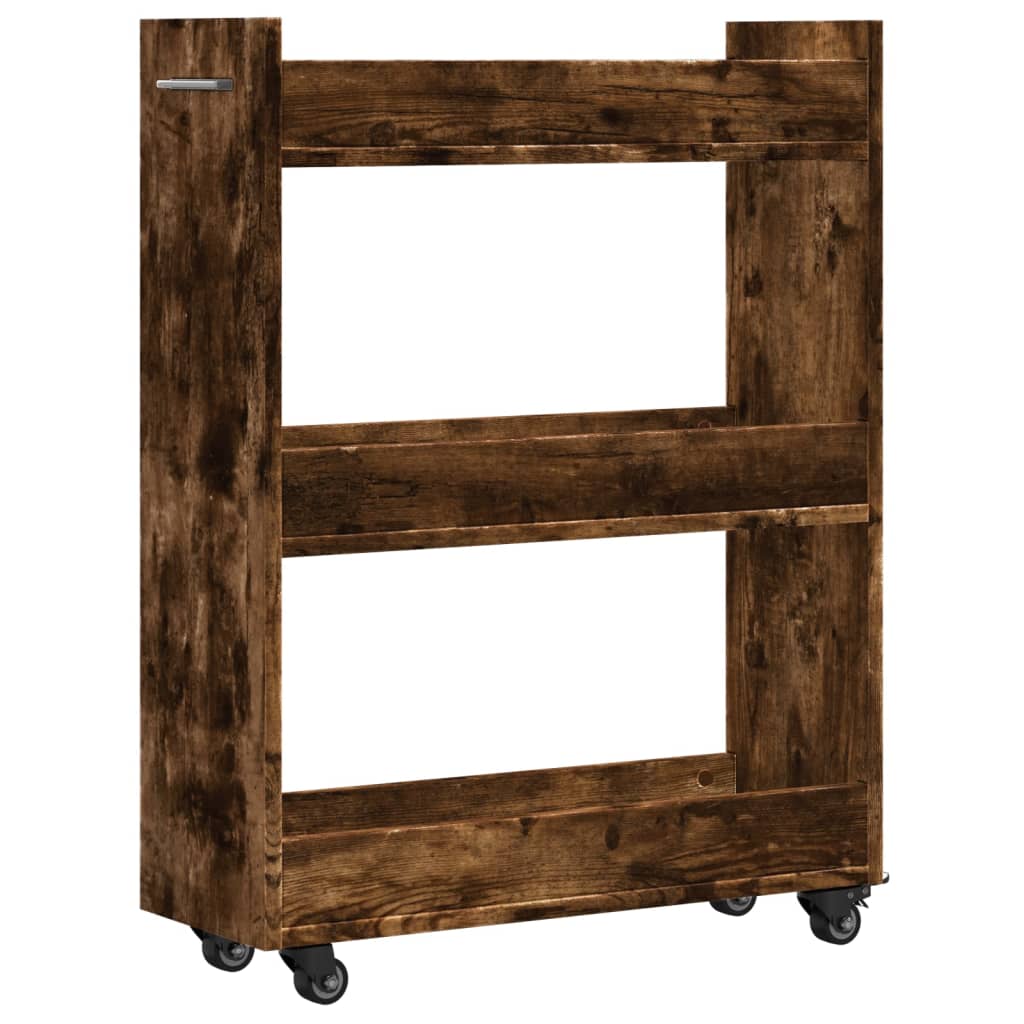 Kast met wieltjes 60x22x79 bewerkt hout gerookt eikenkleurig is nu te koop bij PeponiXL, paradijselijk wonen!