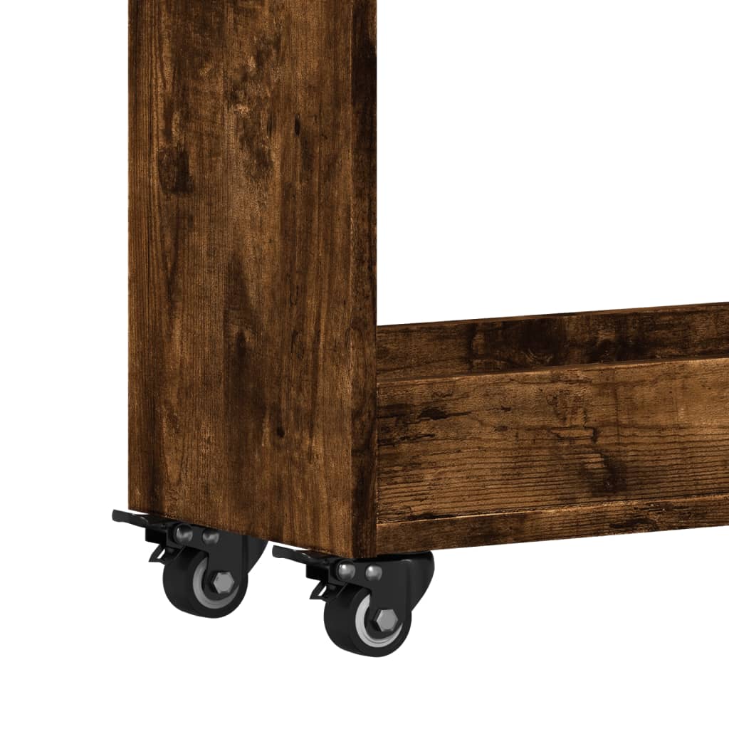 Kast met wieltjes 60x22x79 bewerkt hout gerookt eikenkleurig is nu te koop bij PeponiXL, paradijselijk wonen!