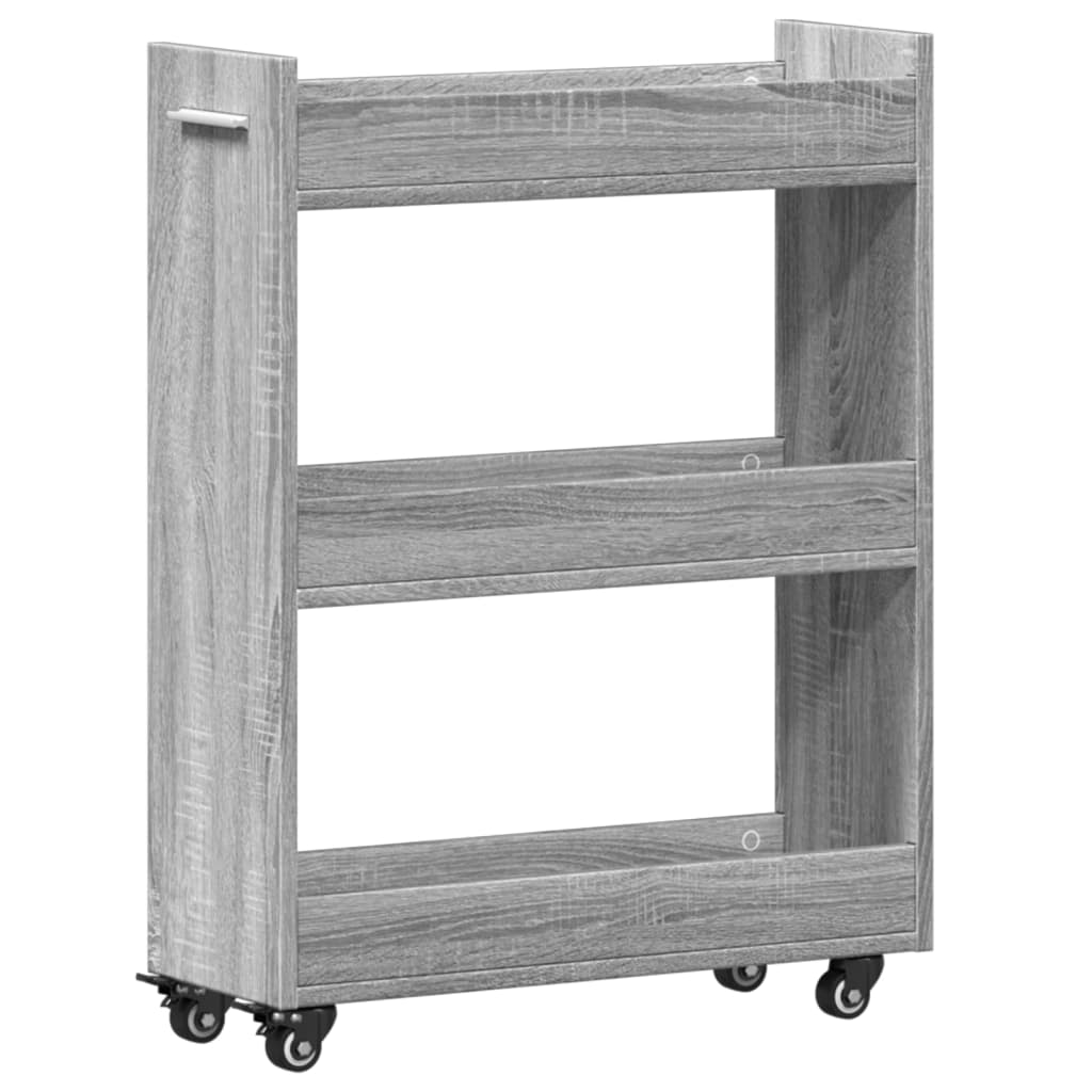 Kast met wieltjes 60x22x79 bewerkt hout grijs sonoma is nu te koop bij PeponiXL, paradijselijk wonen!