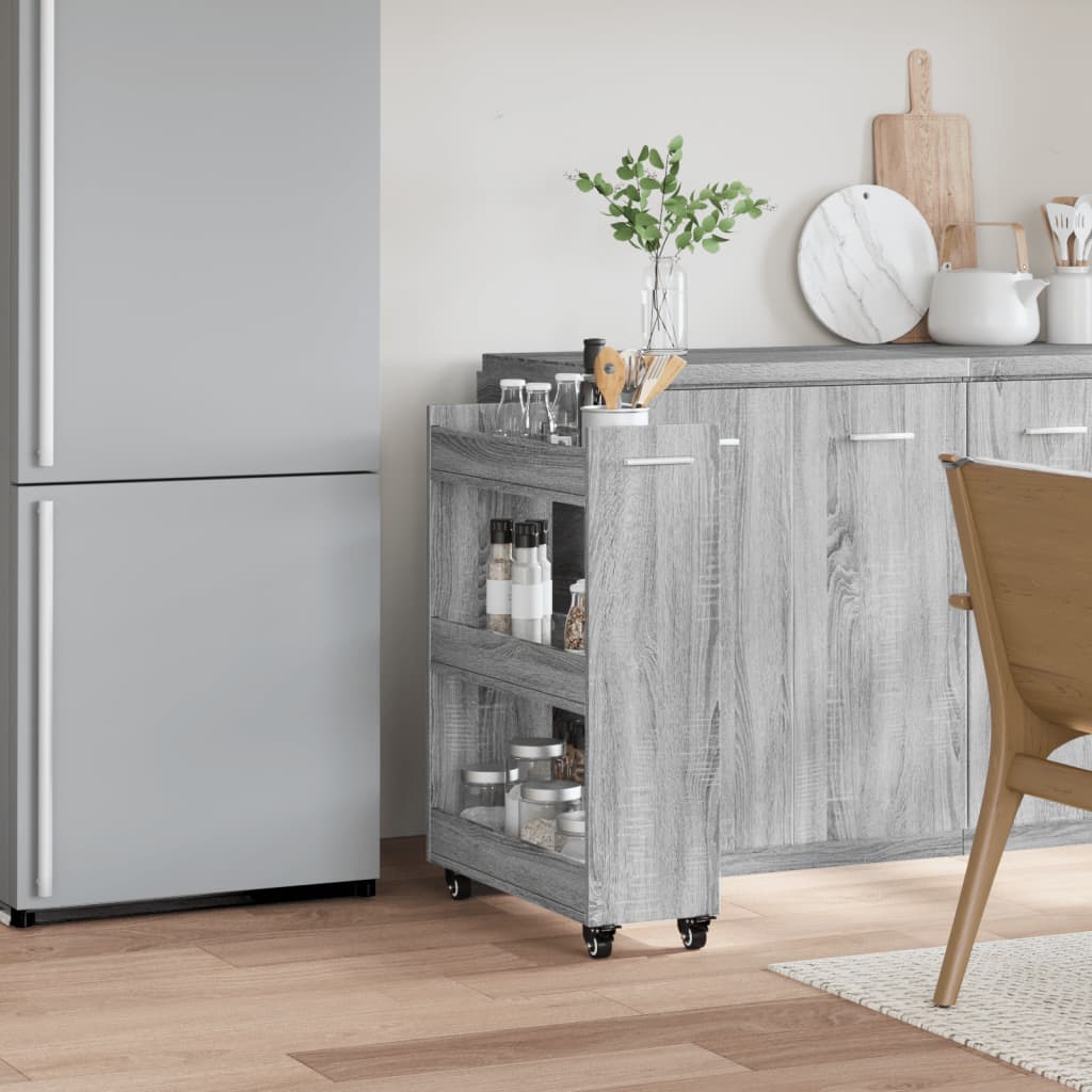 Kast met wieltjes 60x22x79 bewerkt hout grijs sonoma is nu te koop bij PeponiXL, paradijselijk wonen!