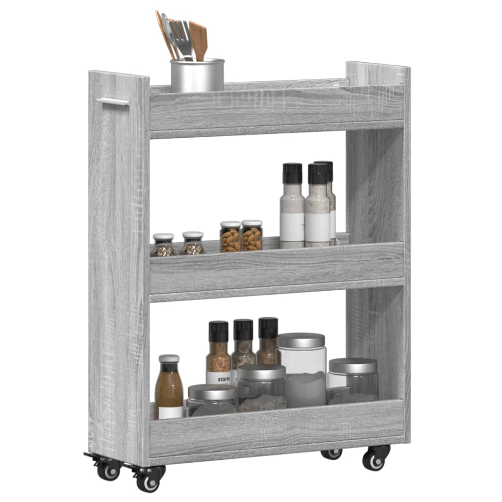 Kast met wieltjes 60x22x79 bewerkt hout grijs sonoma is nu te koop bij PeponiXL, paradijselijk wonen!