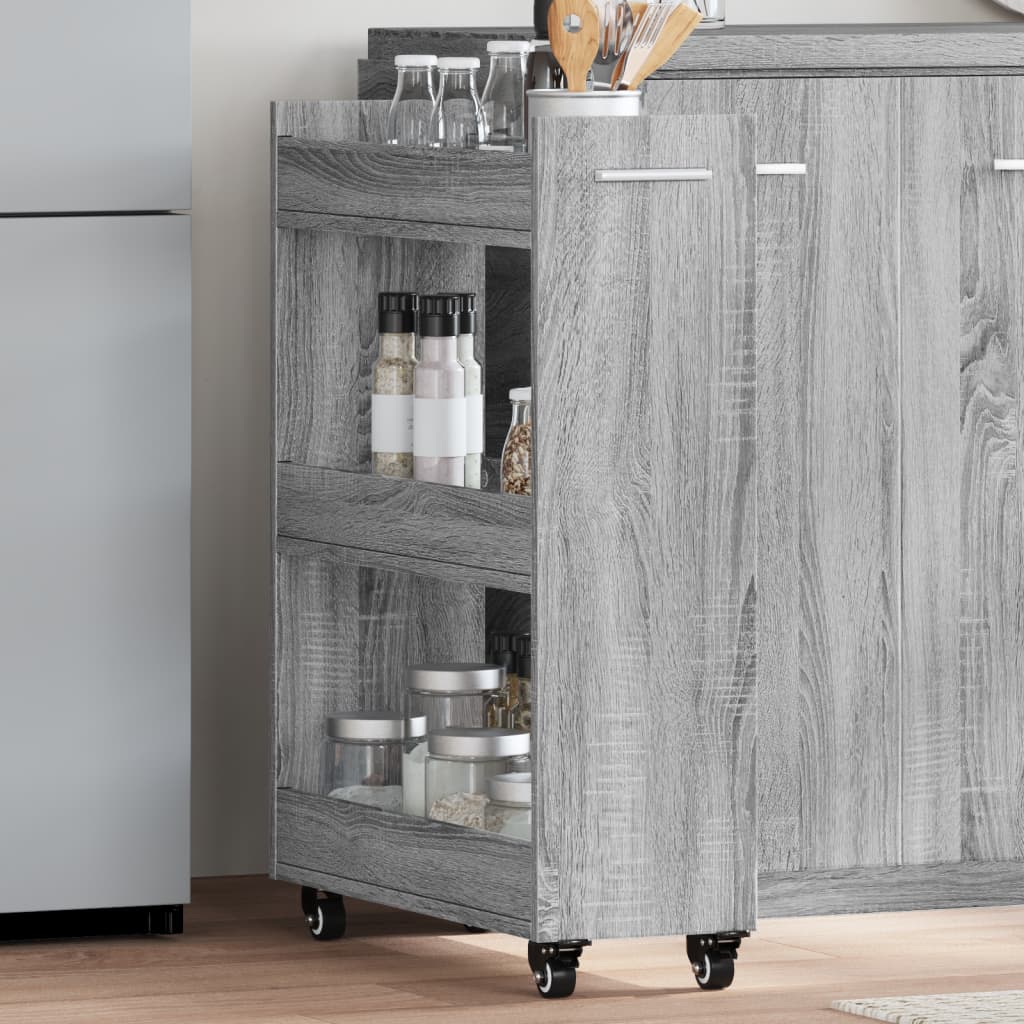 Kast met wieltjes 60x22x79 bewerkt hout grijs sonoma is nu te koop bij PeponiXL, paradijselijk wonen!