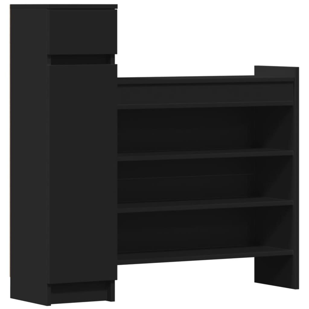 Schoenenkast 100,5x28x100 cm bewerkt hout zwart is nu te koop bij PeponiXL, paradijselijk wonen!