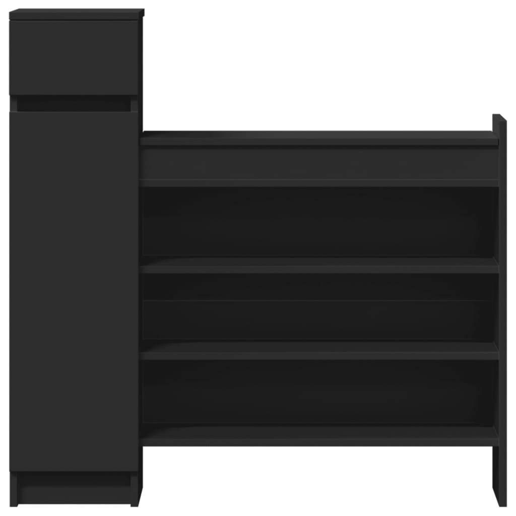 Schoenenkast 100,5x28x100 cm bewerkt hout zwart is nu te koop bij PeponiXL, paradijselijk wonen!