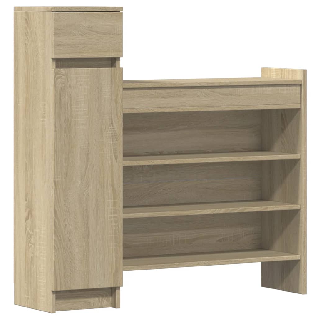 Schoenenkast 100,5x28x100 cm bewerkt hout sonoma eikenkleurig is nu te koop bij PeponiXL, paradijselijk wonen!
