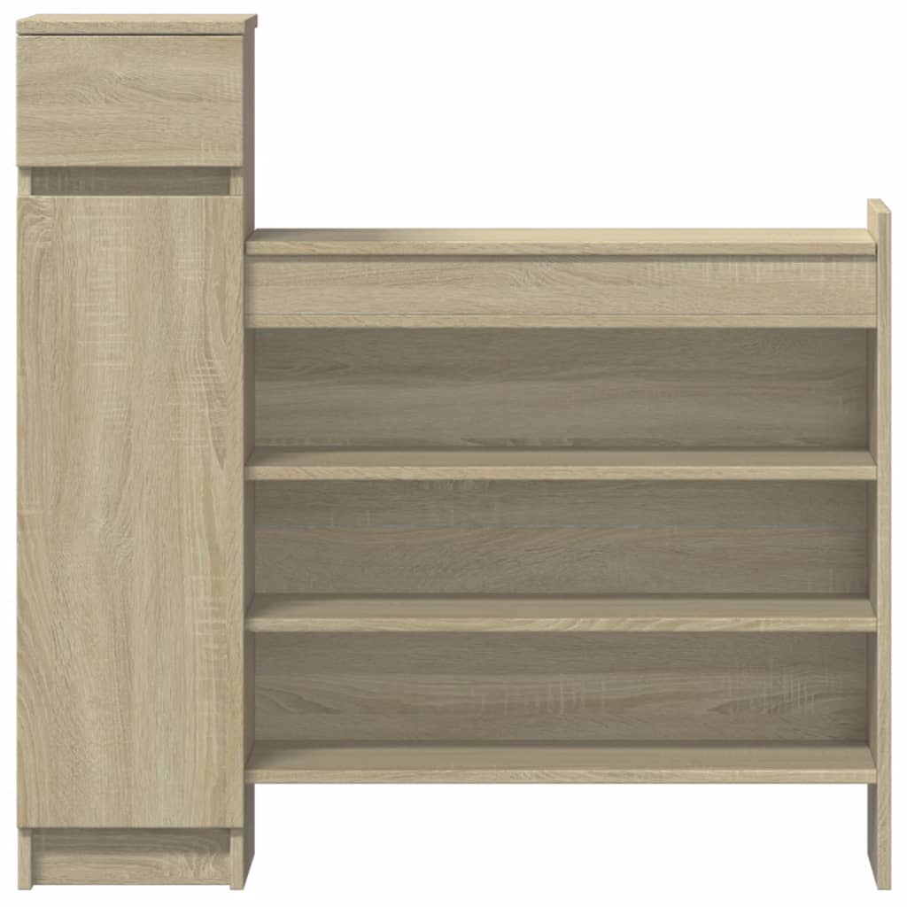 Schoenenkast 100,5x28x100 cm bewerkt hout sonoma eikenkleurig is nu te koop bij PeponiXL, paradijselijk wonen!