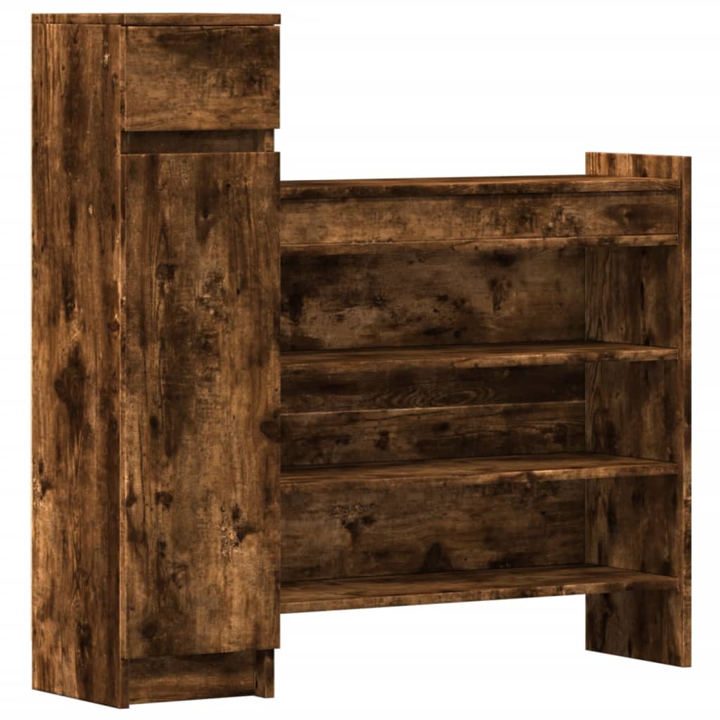 Schoenenkast 100,5x28x100 cm bewerkt hout gerookt eikenkleurig is nu te koop bij PeponiXL, paradijselijk wonen!