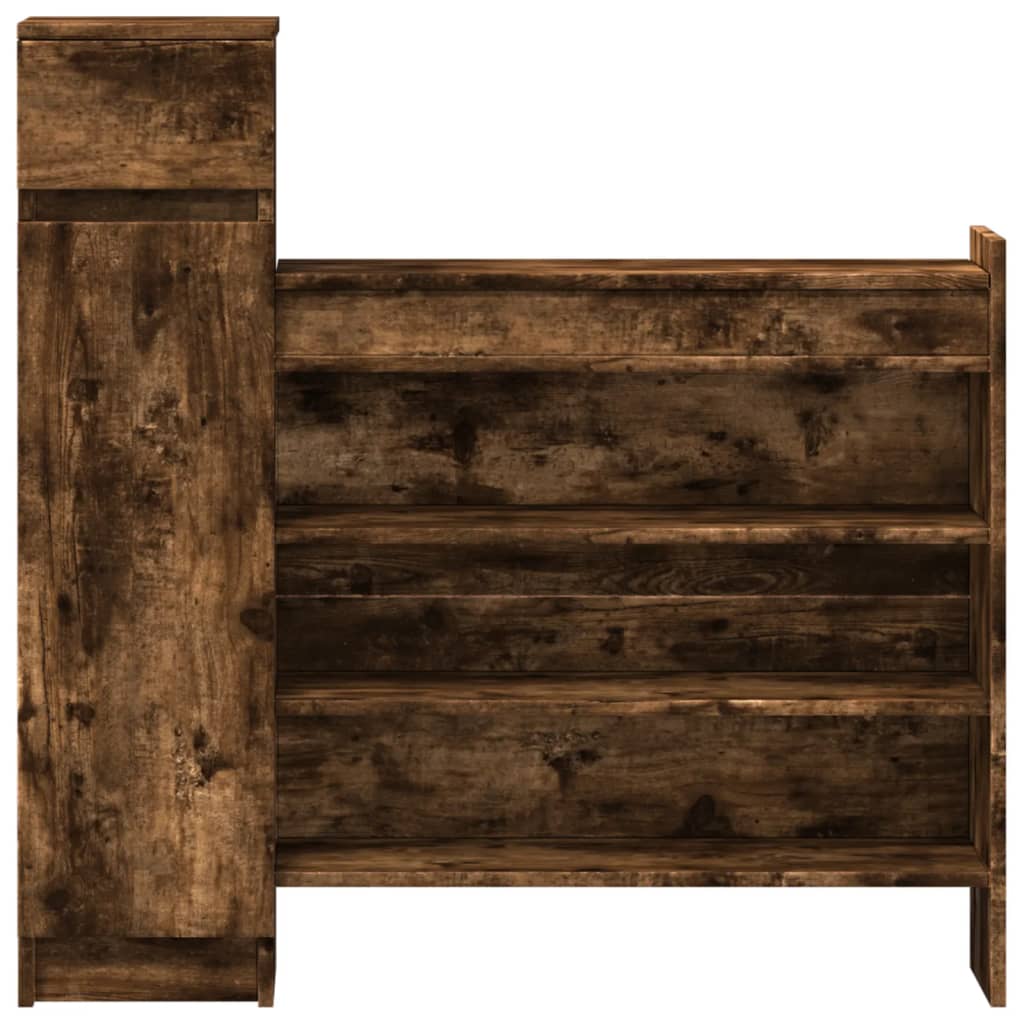 Schoenenkast 100,5x28x100 cm bewerkt hout gerookt eikenkleurig is nu te koop bij PeponiXL, paradijselijk wonen!