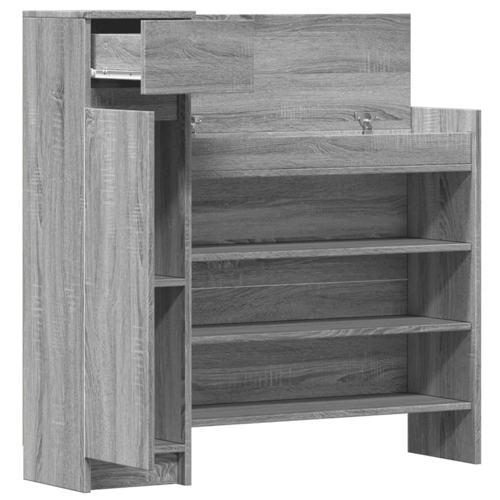 Schoenenkast 100,5x28x100 cm bewerkt hout grijs sonoma eiken is nu te koop bij PeponiXL, paradijselijk wonen!