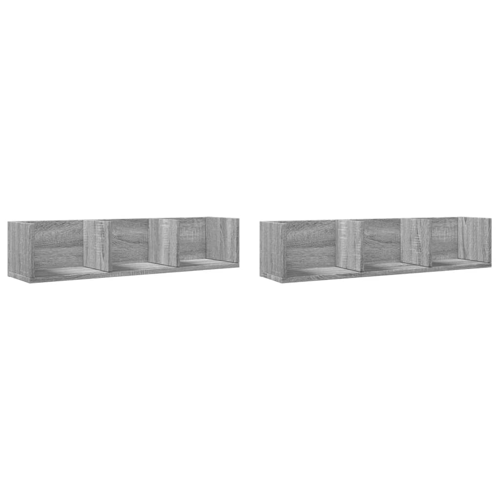 Wandkasten 2 st 75x18x16,5 cm bewerkt hout grijs sonoma eiken is nu te koop bij PeponiXL, paradijselijk wonen!