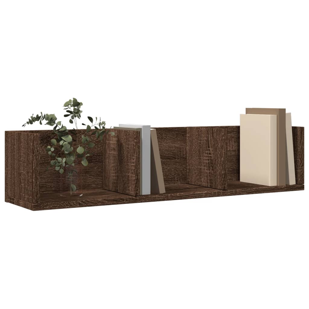 Wandkasten 2 st 75x18x16,5 cm bewerkt hout bruin eikenkleur is nu te koop bij PeponiXL, paradijselijk wonen!