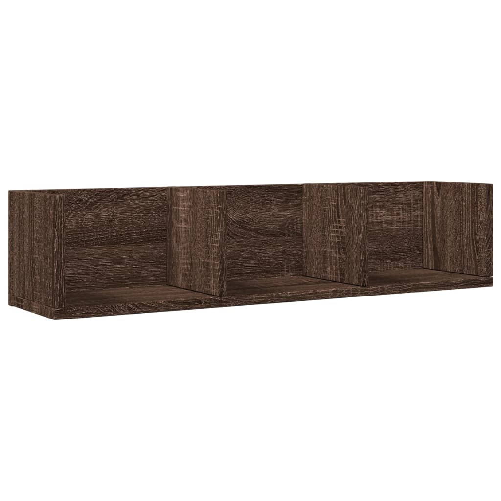 Wandkasten 2 st 75x18x16,5 cm bewerkt hout bruin eikenkleur is nu te koop bij PeponiXL, paradijselijk wonen!