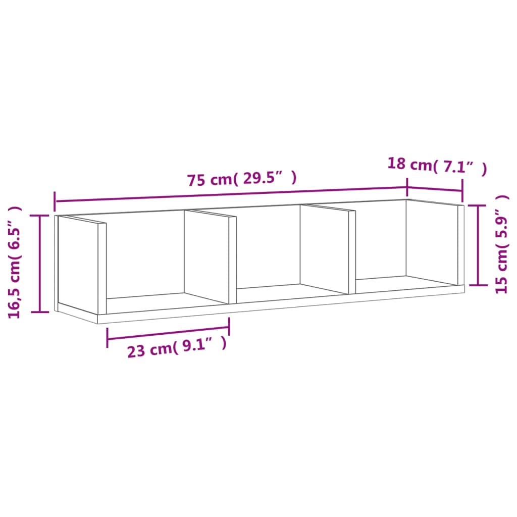 Wandkasten 2 st 75x18x16,5 cm bewerkt hout bruin eikenkleur is nu te koop bij PeponiXL, paradijselijk wonen!