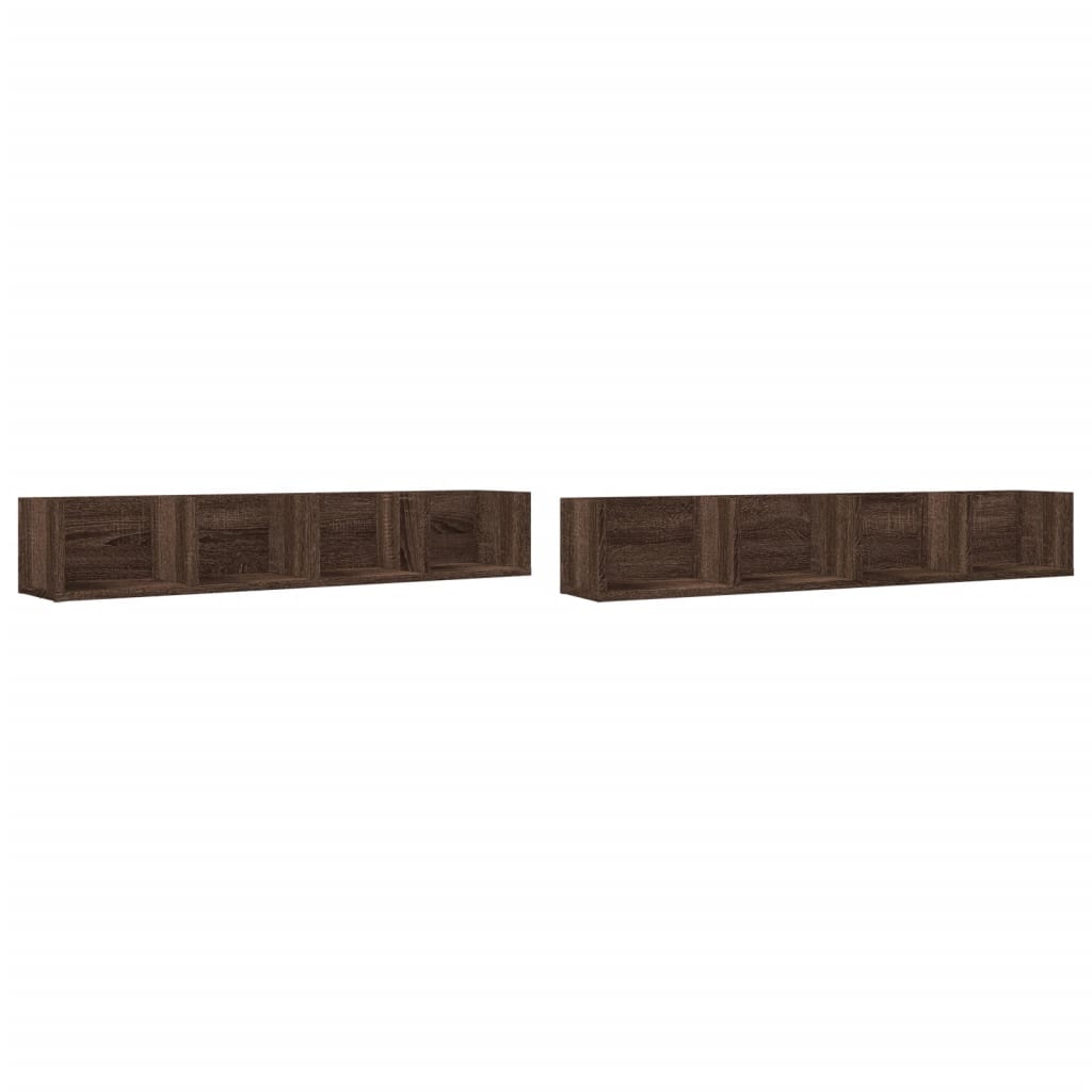 Wandkasten 2 st 99x18x16,5 cm bewerkt hout bruin eikenkleur is nu te koop bij PeponiXL, paradijselijk wonen!