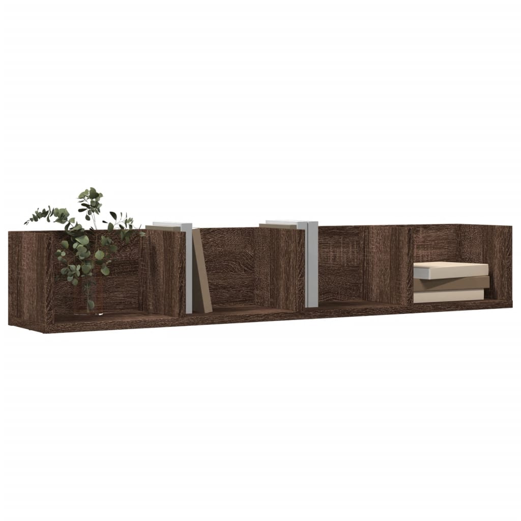 Wandkasten 2 st 99x18x16,5 cm bewerkt hout bruin eikenkleur is nu te koop bij PeponiXL, paradijselijk wonen!