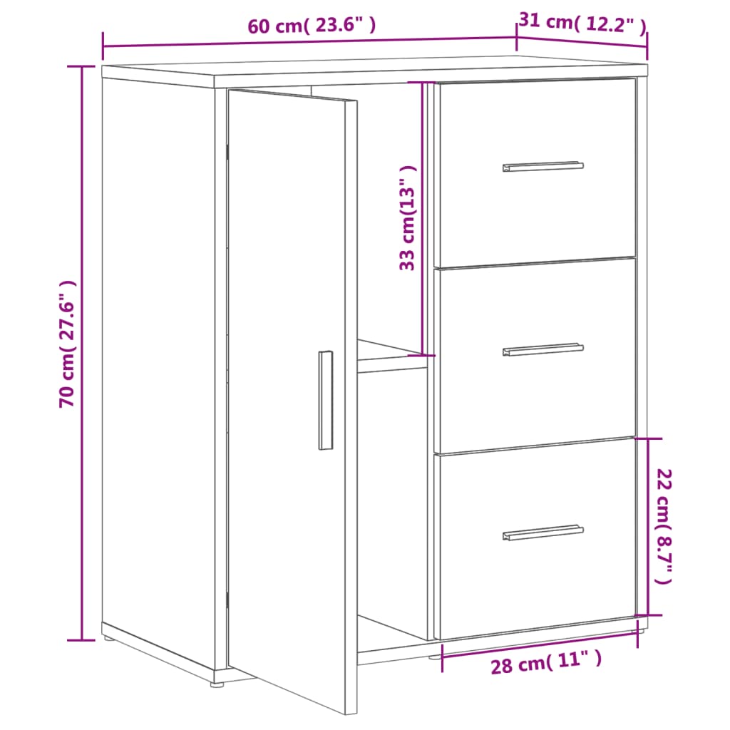 Dressoir 60x31x70 cm bewerkt hout gerookt eikenkleurig is nu te koop bij PeponiXL, paradijselijk wonen!