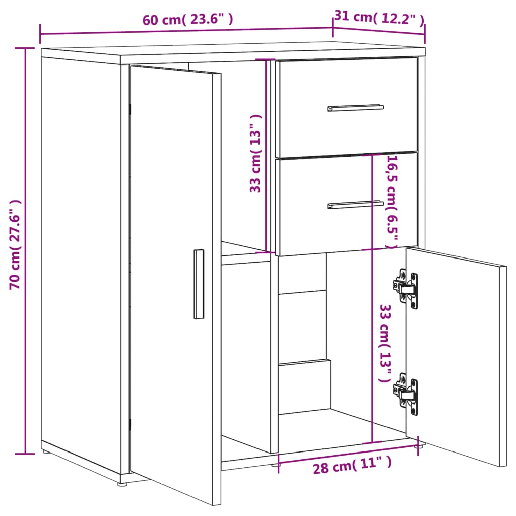Dressoir 60x31x70 cm bewerkt hout wit is nu te koop bij PeponiXL, paradijselijk wonen!