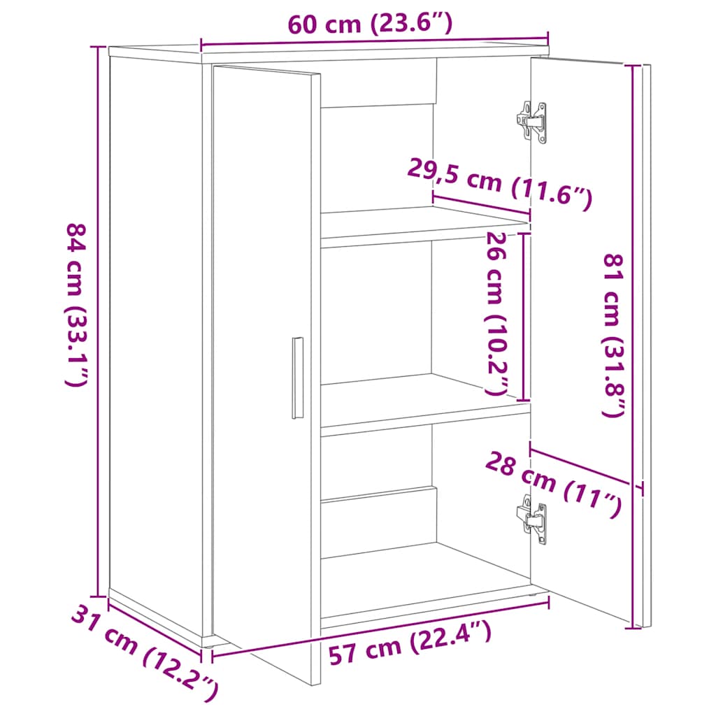 Dressoir 60x31x84 cm bewerkt hout betongrijs is nu te koop bij PeponiXL, paradijselijk wonen!