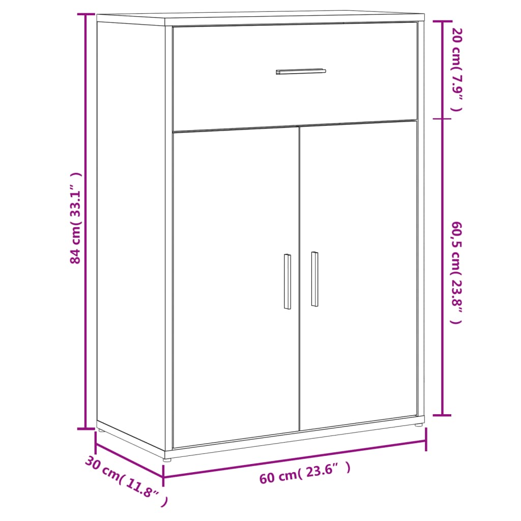 Dressoir 60x30x84 cm bewerkt hout wit is nu te koop bij PeponiXL, paradijselijk wonen!