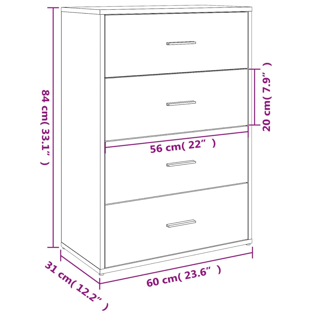 Dressoir 60x31x84 cm bewerkt hout wit is nu te koop bij PeponiXL, paradijselijk wonen!
