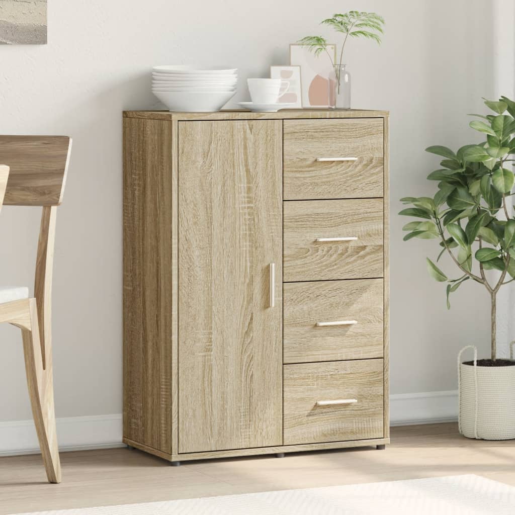 Dressoir 60x31x84 cm bewerkt hout sonoma eikenkleurig is nu te koop bij PeponiXL, paradijselijk wonen!