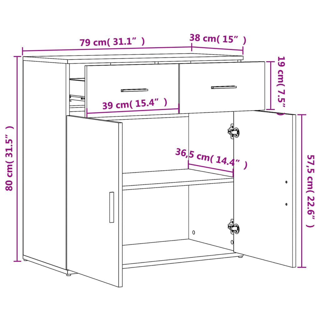 Dressoir 79x38x80 cm bewerkt hout wit is nu te koop bij PeponiXL, paradijselijk wonen!