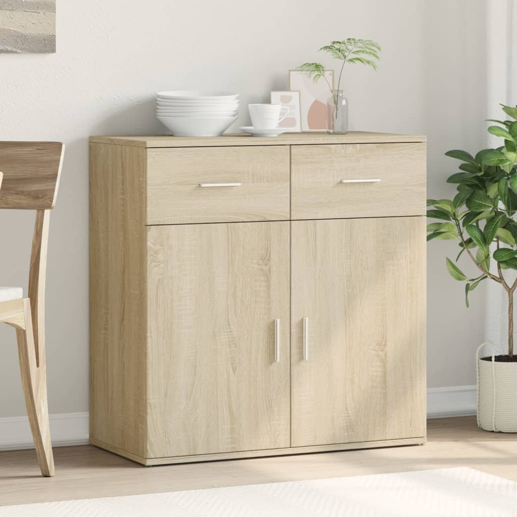 Dressoir 79x38x80 cm bewerkt hout sonoma eikenkleurig is nu te koop bij PeponiXL, paradijselijk wonen!