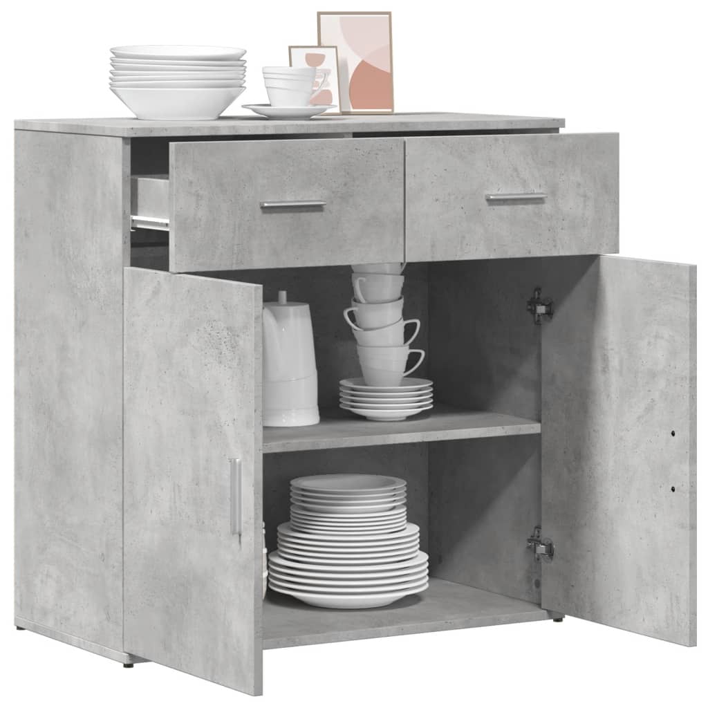 Dressoir 79x38x80 cm bewerkt hout betongrijs is nu te koop bij PeponiXL, paradijselijk wonen!