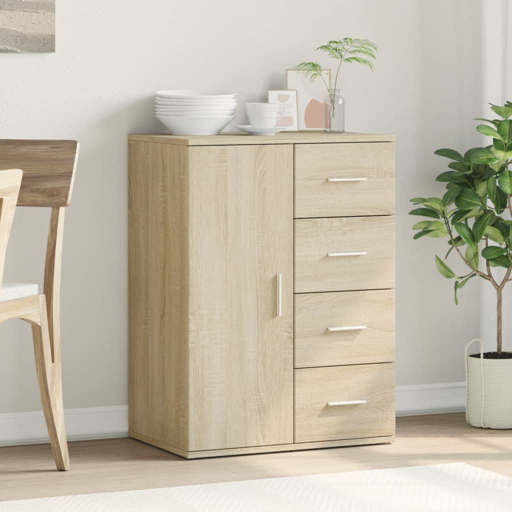 Dressoir 59x39x80 cm bewerkt hout sonoma eikenkleurig is nu te koop bij PeponiXL, paradijselijk wonen!