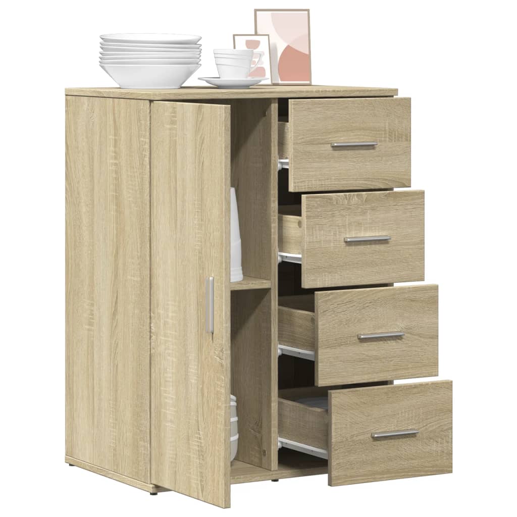 Dressoir 59x39x80 cm bewerkt hout sonoma eikenkleurig is nu te koop bij PeponiXL, paradijselijk wonen!