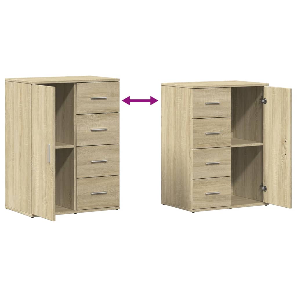 Dressoir 59x39x80 cm bewerkt hout sonoma eikenkleurig is nu te koop bij PeponiXL, paradijselijk wonen!