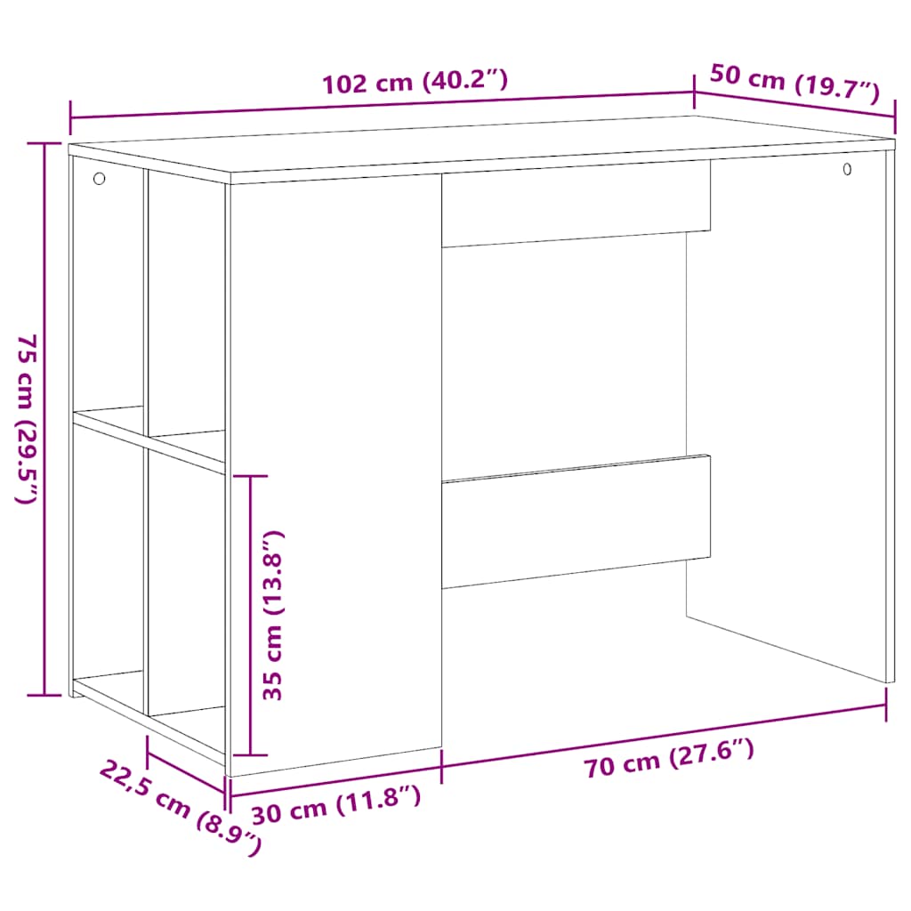Bureau 102x50x75 cm bewerkt hout zwart is nu te koop bij PeponiXL, paradijselijk wonen!