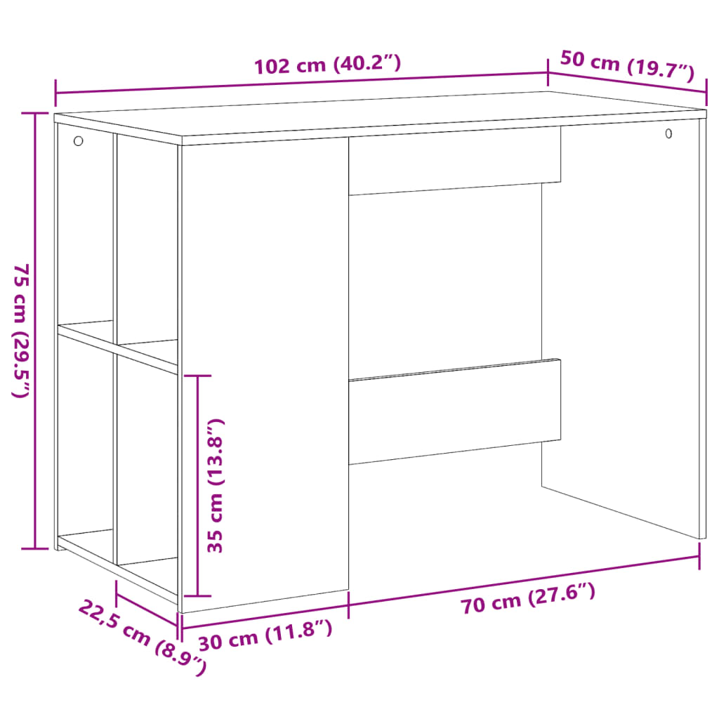 Bureau 102x50x75 cm bewerkt hout betongrijs is nu te koop bij PeponiXL, paradijselijk wonen!
