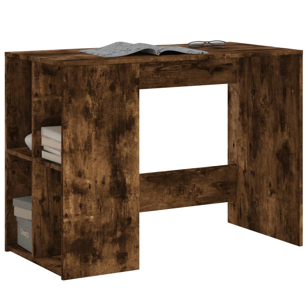 Bureau 102x50x75 cm bewerkt hout gerookt eikenkleurig is nu te koop bij PeponiXL, paradijselijk wonen!
