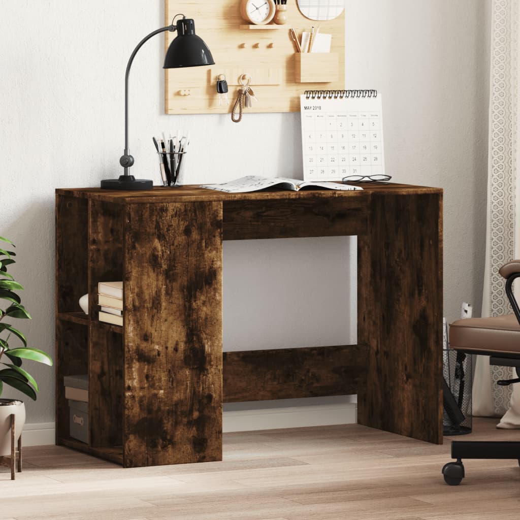 Bureau 102x50x75 cm bewerkt hout gerookt eikenkleurig is nu te koop bij PeponiXL, paradijselijk wonen!
