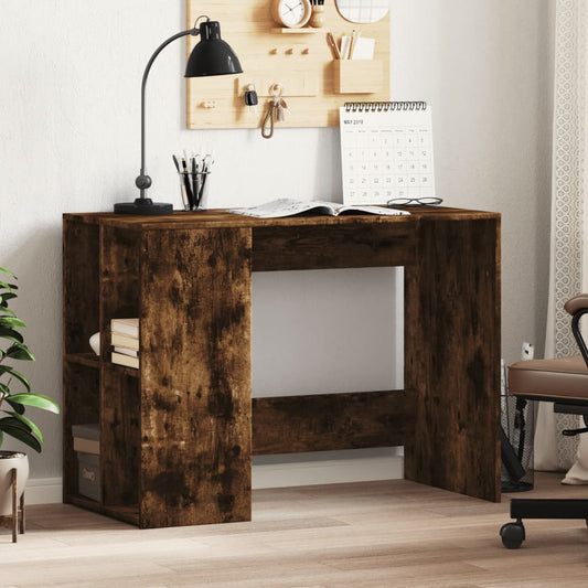 Bureau 102x50x75 cm bewerkt hout gerookt eikenkleurig is nu te koop bij PeponiXL, paradijselijk wonen!