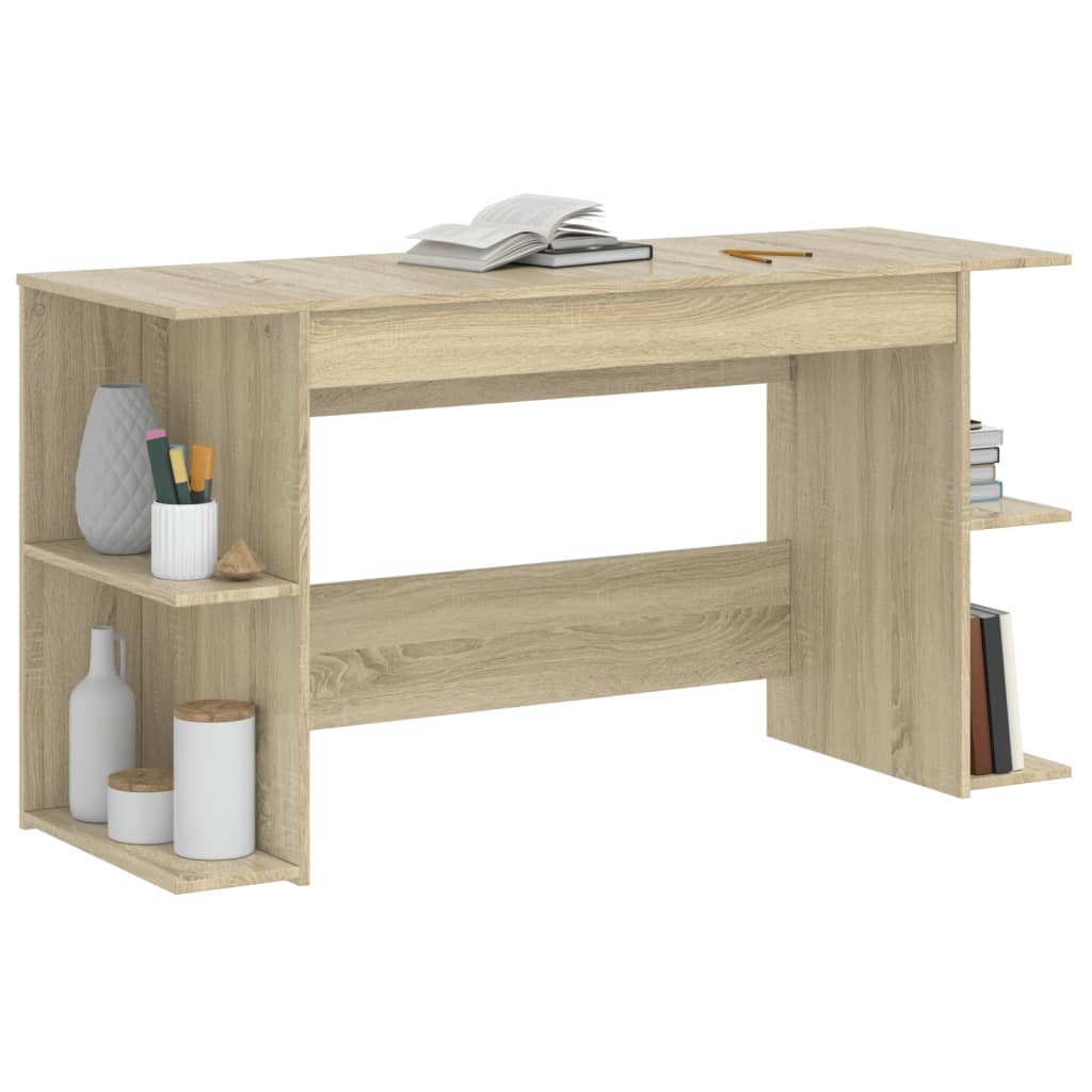 Bureau 140x50x75 cm bewerkt hout sonoma eikenkleurig is nu te koop bij PeponiXL, paradijselijk wonen!