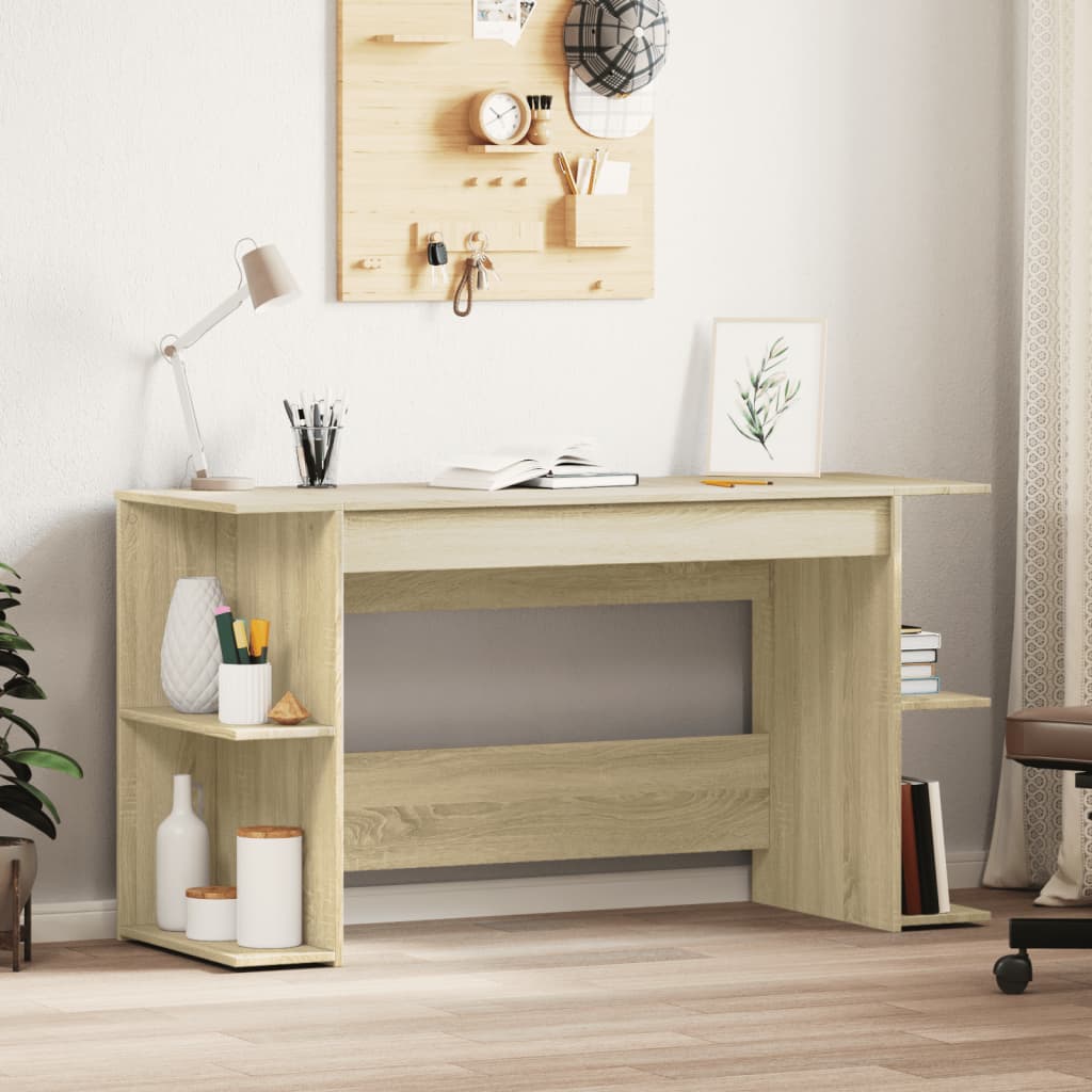 Bureau 140x50x75 cm bewerkt hout sonoma eikenkleurig is nu te koop bij PeponiXL, paradijselijk wonen!