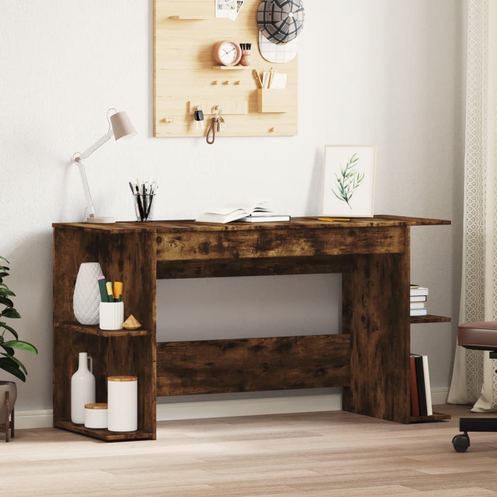 Bureau 140x50x75 cm bewerkt hout gerookt eikenkleurig is nu te koop bij PeponiXL, paradijselijk wonen!