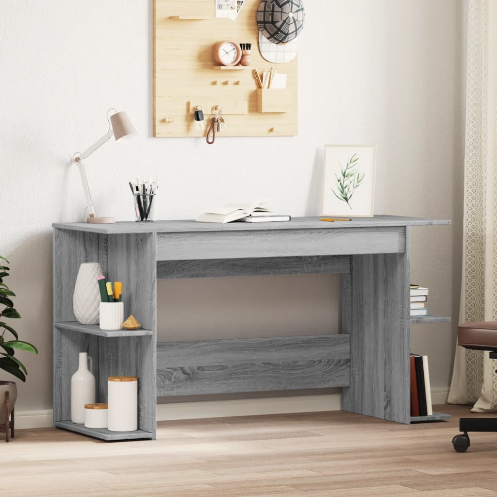 Bureau 140x50x75 cm bewerkt hout grijs sonoma eikenkleurig is nu te koop bij PeponiXL, paradijselijk wonen!