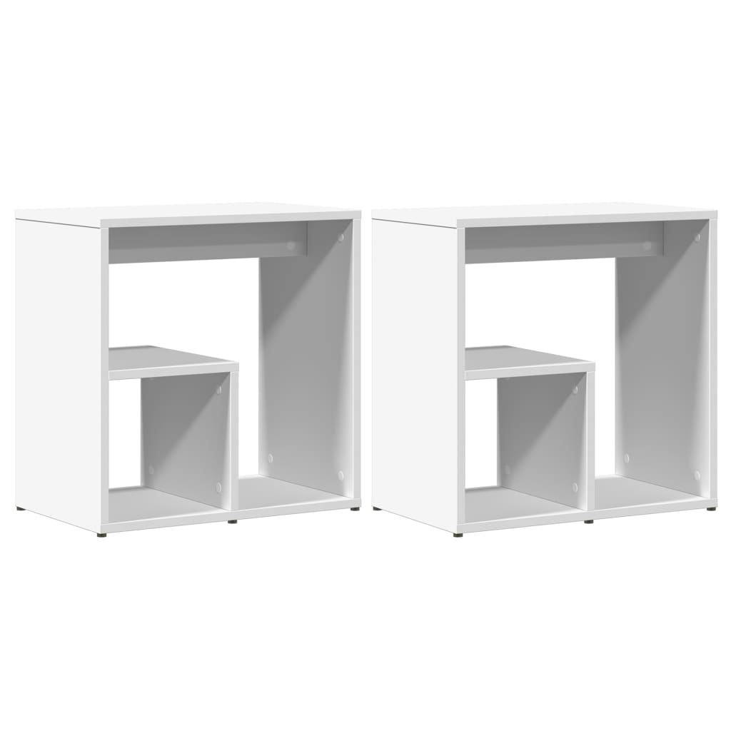 Bijzettafels 2 st 50x30x50 cm bewerkt hout wit is nu te koop bij PeponiXL, paradijselijk wonen!
